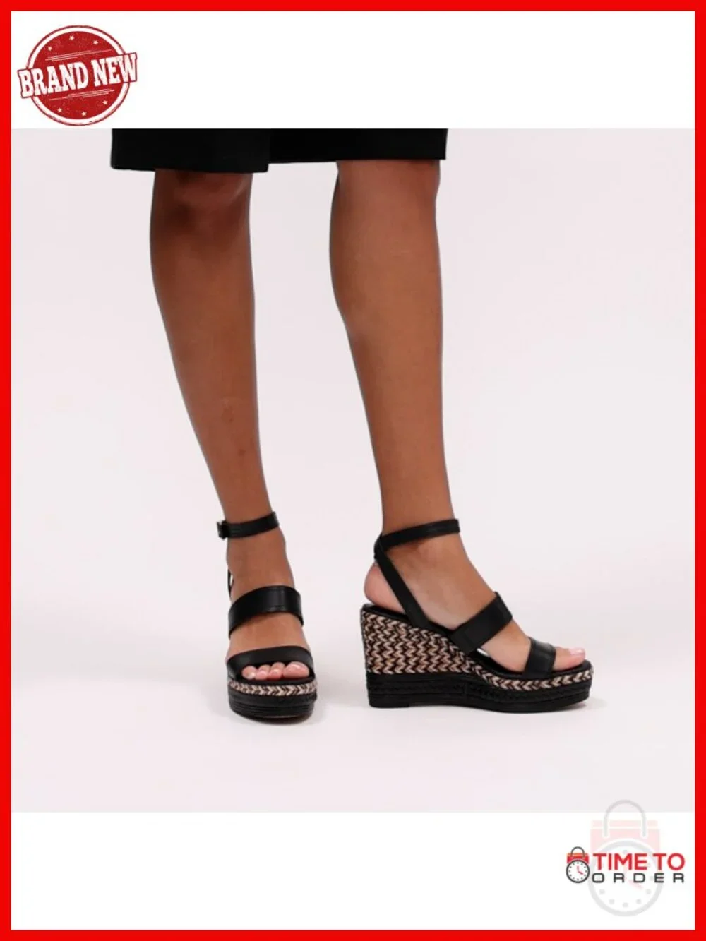 Leather Espadrille Wedge Sandals with Platform Ankle Strap